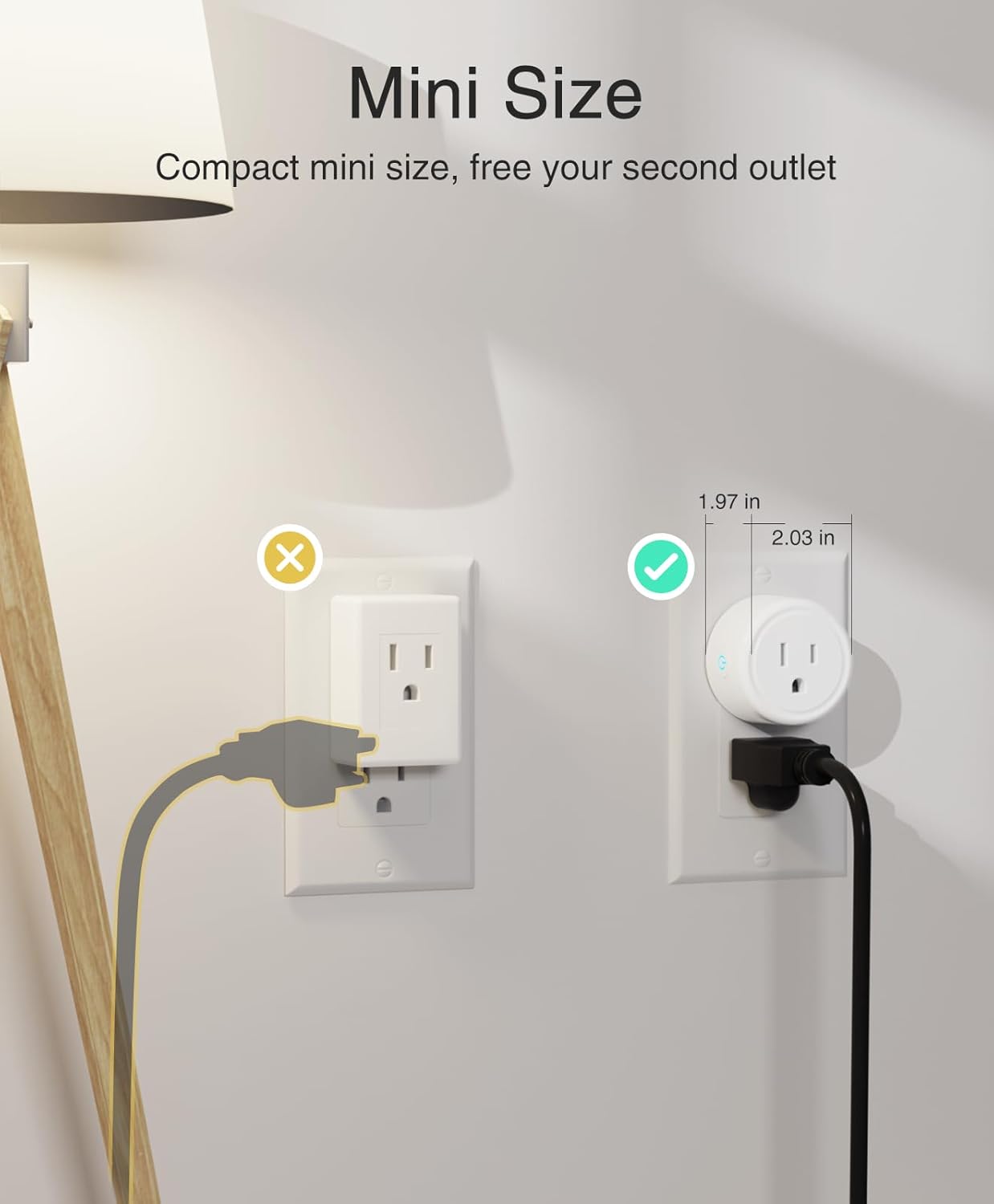 Smart Plug Mini, WiFi Smart Outlet Plug Works with Alexa and Google Home, Timer Outlet with APP Control, Smart Plugs Only Supports 2.4GHz Network, No Hub Required, ETL FCC Listed, White